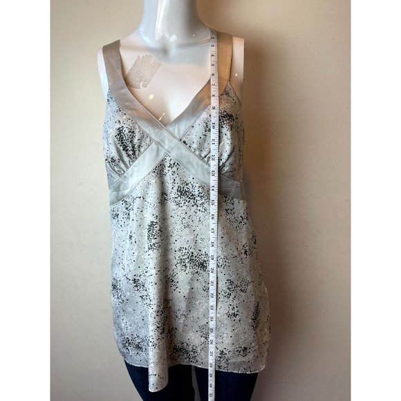 Express Women 100% Silk Halter Tank Top Platinum Spotted Backless Silver Black M - Picture 3 of 8